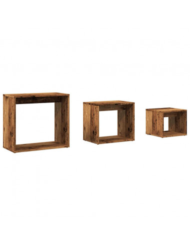 Tavolini Impilabili 3 pz Legno Antico in Legno Multistrato