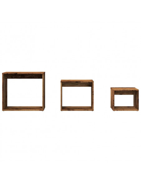 Tavolini Impilabili 3 pz Legno Antico in Legno Multistrato