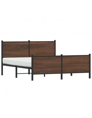 Giroletto Testiera e Pediera Metallo Rovere Marrone 140x190 cm