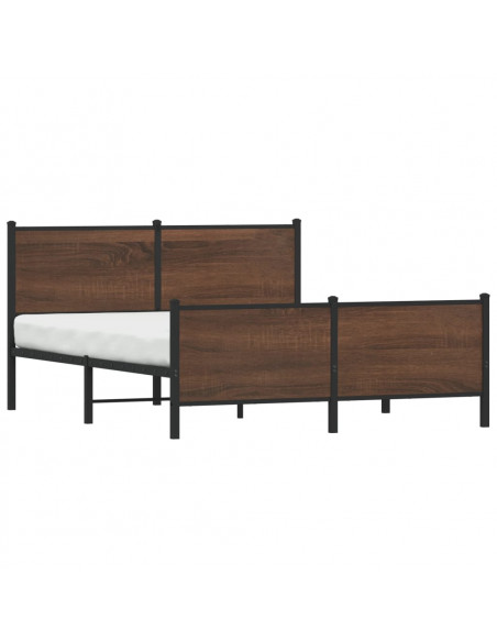 Giroletto Testiera e Pediera Metallo Rovere Marrone 140x190 cm