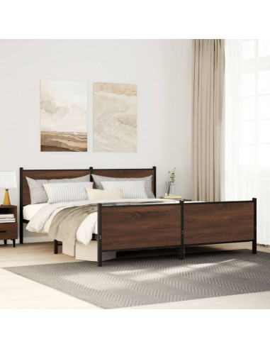 Giroletto Testiera e Pediera Metallo Rovere Marrone 140x190 cm