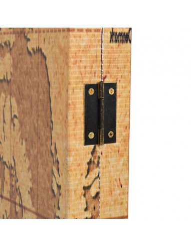 Paravento Pieghevole 120x170 cm Stampa Mappa del Mondo Giallo