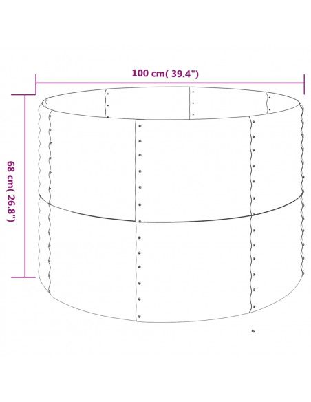 Letto Giardino Acciaio Verniciato Polvere 100x100x68cm Argento