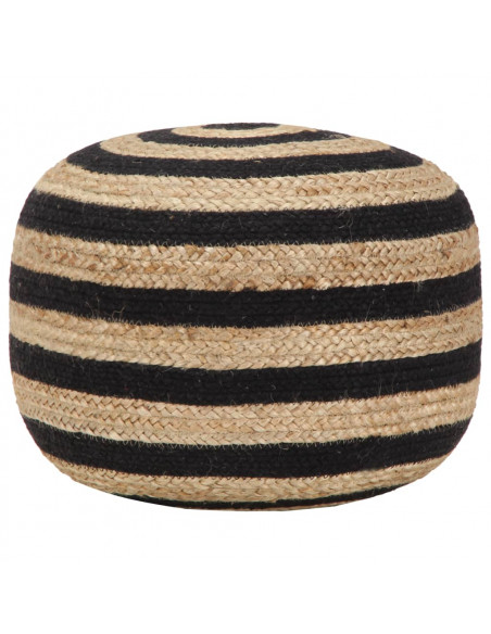 Pouf Lavorato a Mano Nero 45x30 cm in Juta