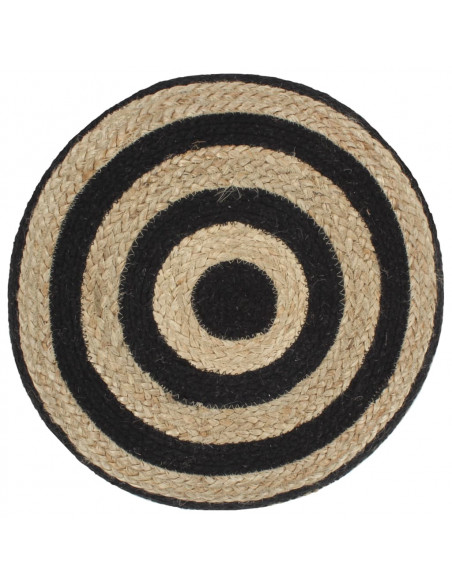 Pouf Lavorato a Mano Nero 45x30 cm in Juta