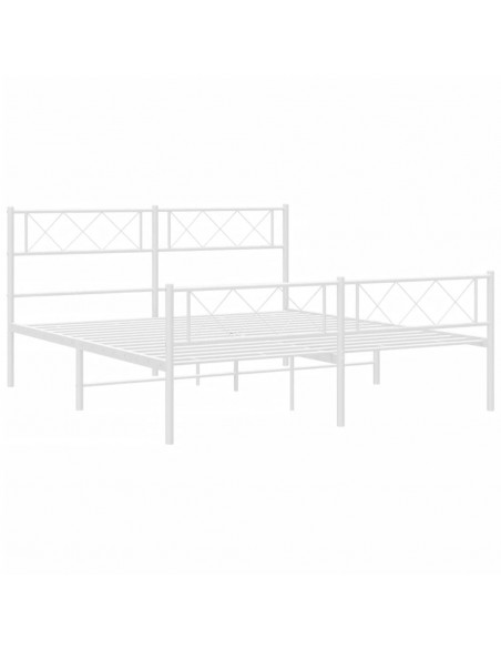 Giroletto con Testiera e Pediera Metallo Bianco 120x200 cm
