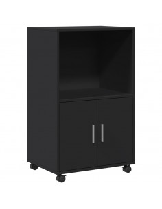 Mobiletto con Ruote Nero 55x40x91 cm in Truciolato 2