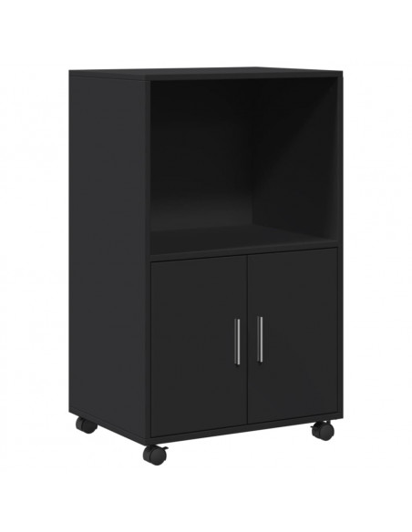 Mobiletto con Ruote Nero 55x40x91 cm in Truciolato