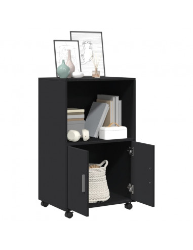 Mobiletto con Ruote Nero 55x40x91 cm in Truciolato