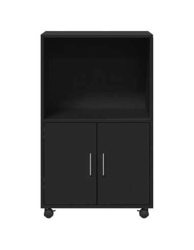 Mobiletto con Ruote Nero 55x40x91 cm in Truciolato
