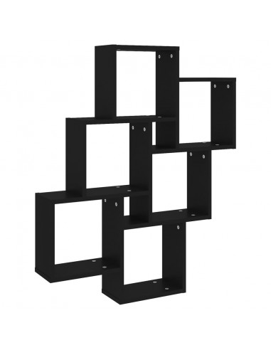 Mensola da Parete a Cubo Nera 78x15x93 cm in Legno Multistrato