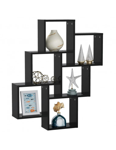 Mensola da Parete a Cubo Nera 78x15x93 cm in Legno Multistrato