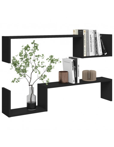 Mensole a Muro 2 pz Nere 100x15x20 cm in Legno Multistrato