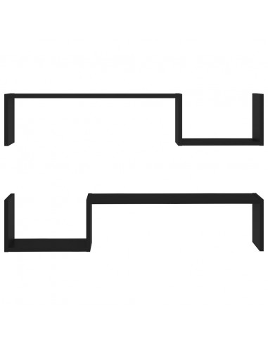 Mensole a Muro 2 pz Nere 100x15x20 cm in Legno Multistrato