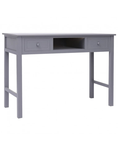 Scrivania Grigia 108x45x76 cm in Legno Massello di Paulownia