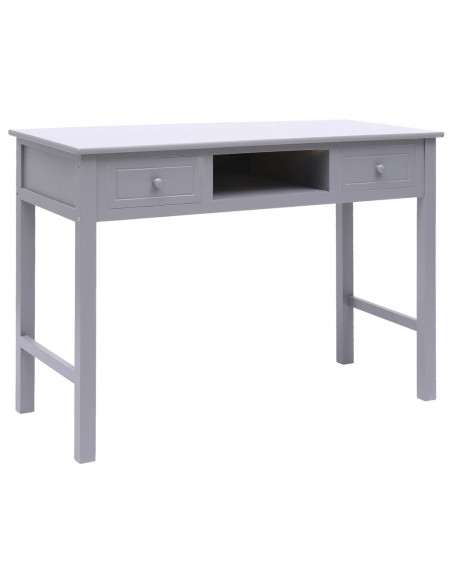 Scrivania Grigia 108x45x76 cm in Legno Massello di Paulownia