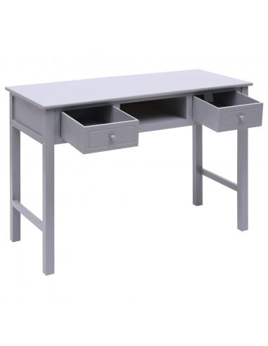 Scrivania Grigia 108x45x76 cm in Legno Massello di Paulownia