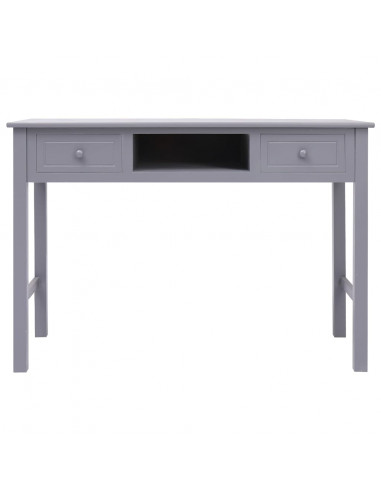Scrivania Grigia 108x45x76 cm in Legno Massello di Paulownia