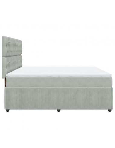 Giroletto a Molle con Materasso Grigio Chiaro 180x200cm Velluto