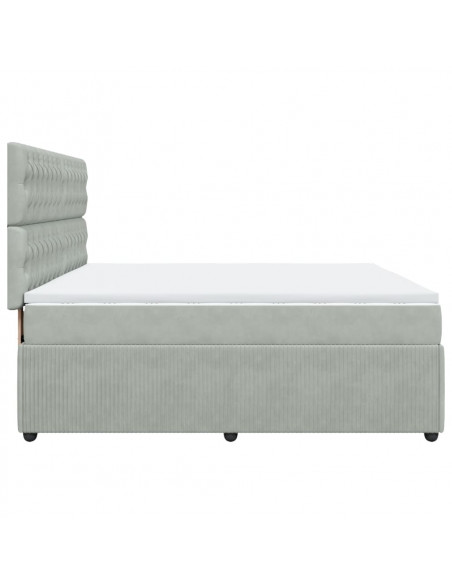 Giroletto a Molle con Materasso Grigio Chiaro 180x200cm Velluto