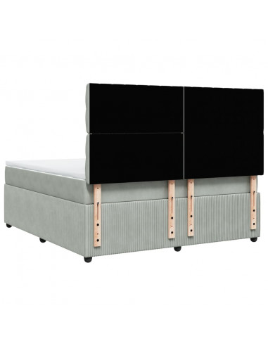 Giroletto a Molle con Materasso Grigio Chiaro 180x200cm Velluto