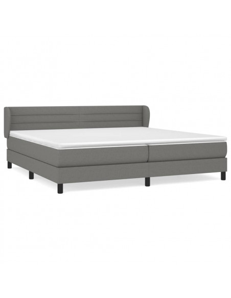 Giroletto a Molle con Materasso Grigio Scuro 200x200 cm Tessuto