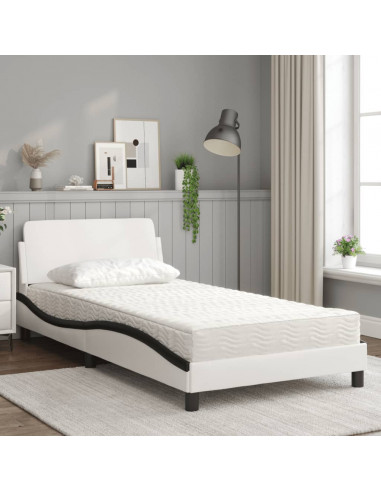 Letto con Materasso Bianco e Nero 100x200 cm in Similpelle