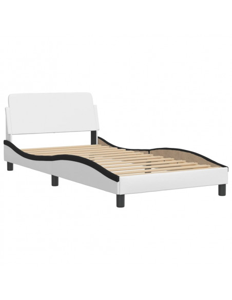 Letto con Materasso Bianco e Nero 100x200 cm in Similpelle