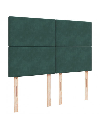 Giroletto a Molle con Materasso Verde Scuro 140x200 cm Velluto