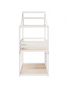 Letto a Castello con Tetto Bianco 75x190 cm Legno Massello Pino 2