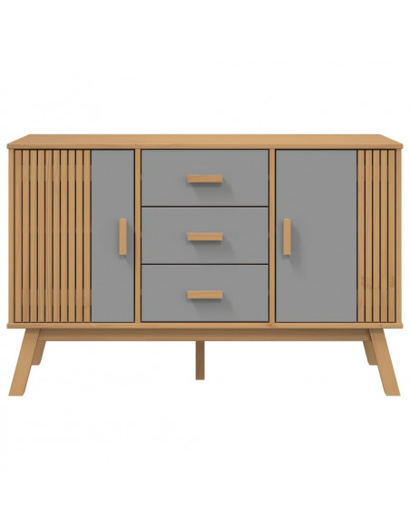 Credenza OLDEN Grigia e Marrone 114x43x73,5 cm Massello di Pino
