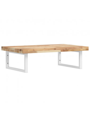 Ripiano a Parete per Lavabo in Acciaio e Massello di Acacia