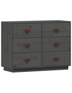 Credenza Grigia 100x40x75 cm in Legno Massello di Pino 2