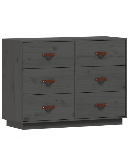 Credenza Grigia 100x40x75 cm in Legno Massello di Pino