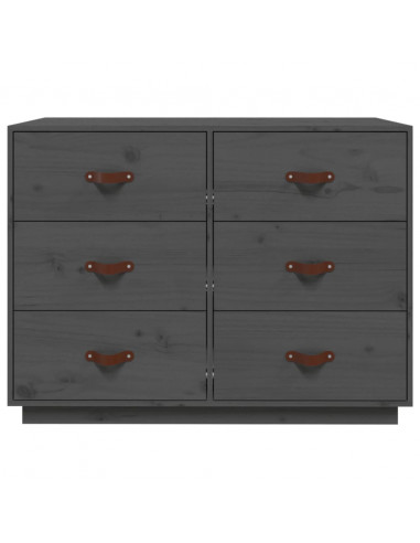 Credenza Grigia 100x40x75 cm in Legno Massello di Pino