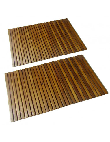 Set 2 pz Stuoia per bagno in acacia 80 x 50 cm