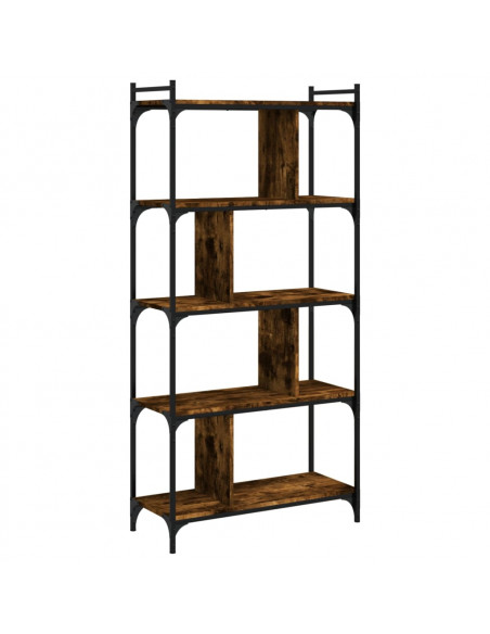 Libreria Rovere Fumo 5 Ripiani 76x32x158 cm Legno Multistrato