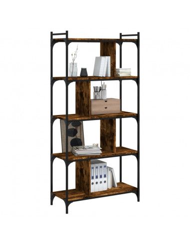 Libreria Rovere Fumo 5 Ripiani 76x32x158 cm Legno Multistrato