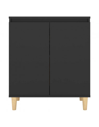 Credenza con Gambe Legno Massello Nera 60x35x70 cm Multistrato