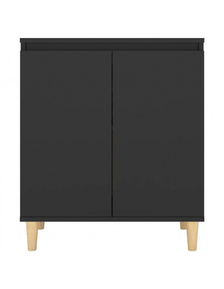 Credenza con Gambe Legno Massello Nera 60x35x70 cm Multistrato