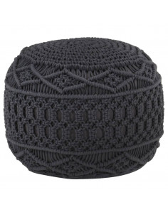Pouf Lavorato a Mano Macramé Antracite 45x30 cm in Cotone 2