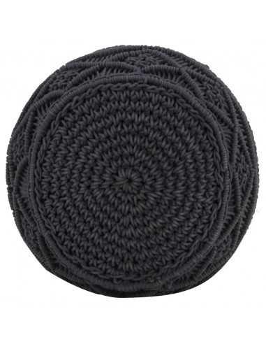 Pouf Lavorato a Mano Macramé Antracite 45x30 cm in Cotone
