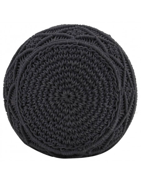 Pouf Lavorato a Mano Macramé Antracite 45x30 cm in Cotone