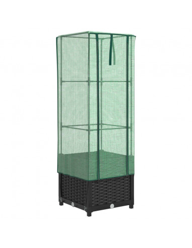 Letto Rialzato con Copertura Serra Effetto Rattan 40x40x139 cm