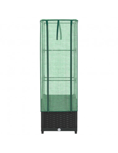 Letto Rialzato con Copertura Serra Effetto Rattan 40x40x139 cm