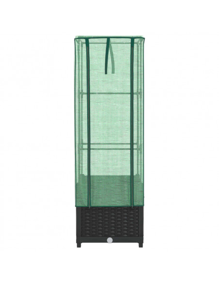 Letto Rialzato con Copertura Serra Effetto Rattan 40x40x139 cm