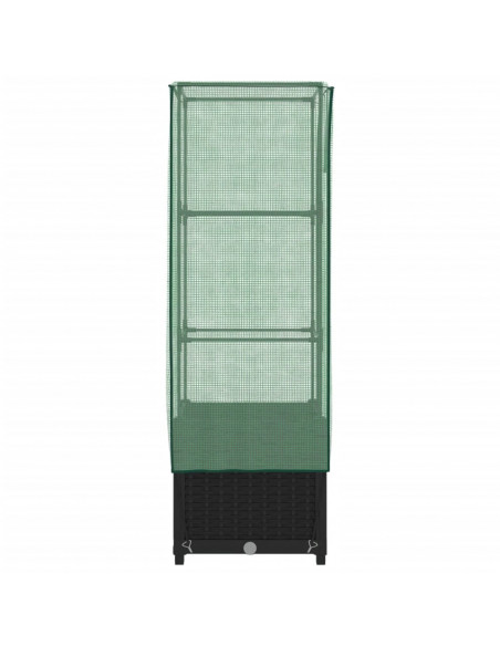 Letto Rialzato con Copertura Serra Effetto Rattan 40x40x139 cm