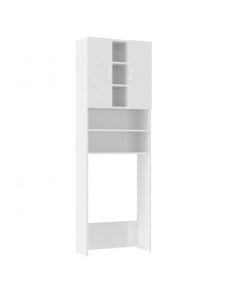 Mobile per Lavatrice Bianco Lucido 64x25,5x190 cm