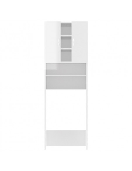 Mobile per Lavatrice Bianco Lucido 64x25,5x190 cm