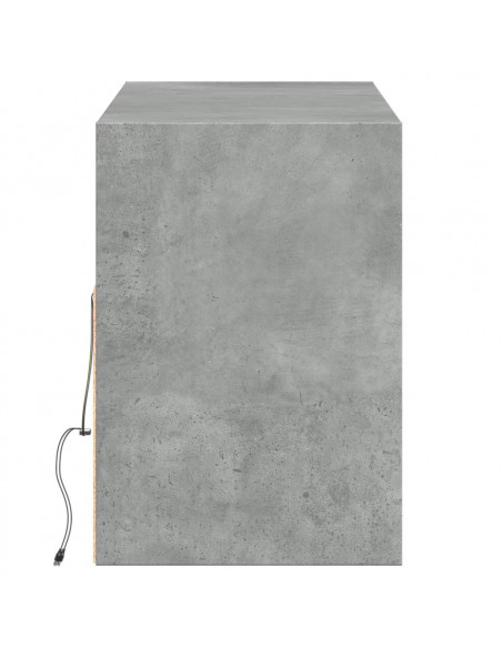 Mobile TV a Parete con Luci LED Grigio Cemento 130x31x45 cm